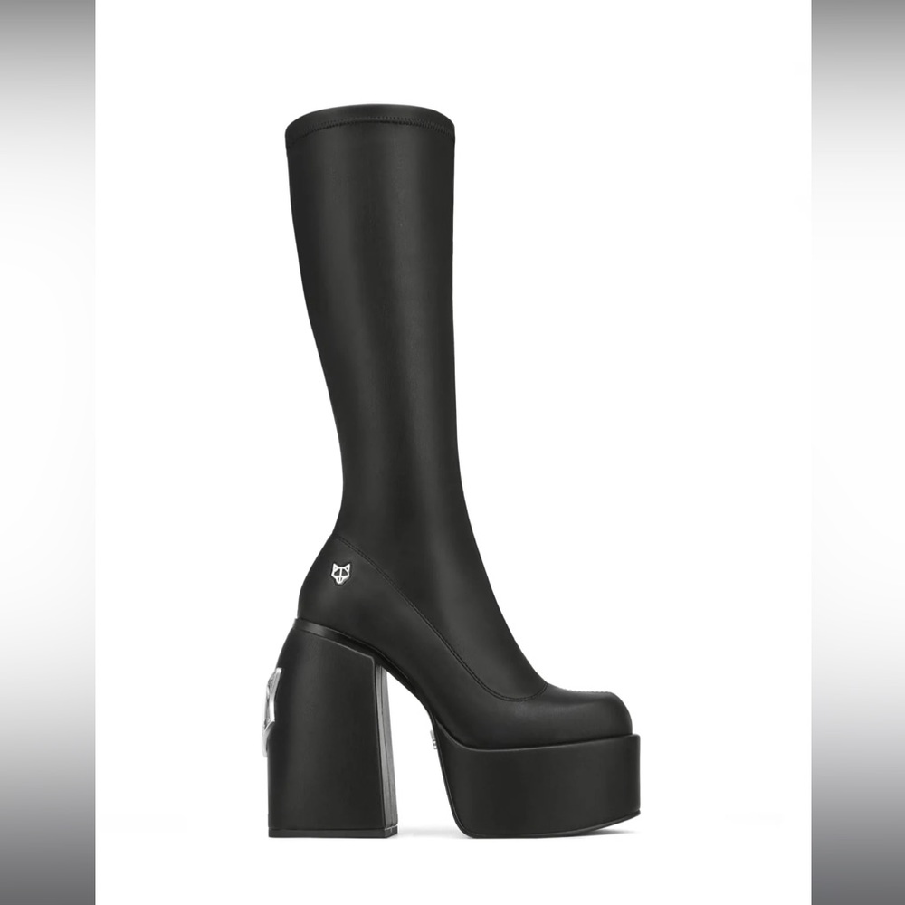 Naked Wolfe Knee High boots. Spice Black Stretch